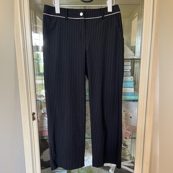 Like New Imported Louis Castel Navy Pinstripe Golf Cropped Pants Size 70/US 4 - Picture 1 of 9